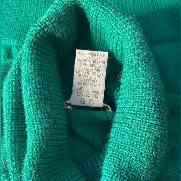 ORVIS 100% Wool Kelly Green Turtleneck Sweater Medium - Picture 12 of 16